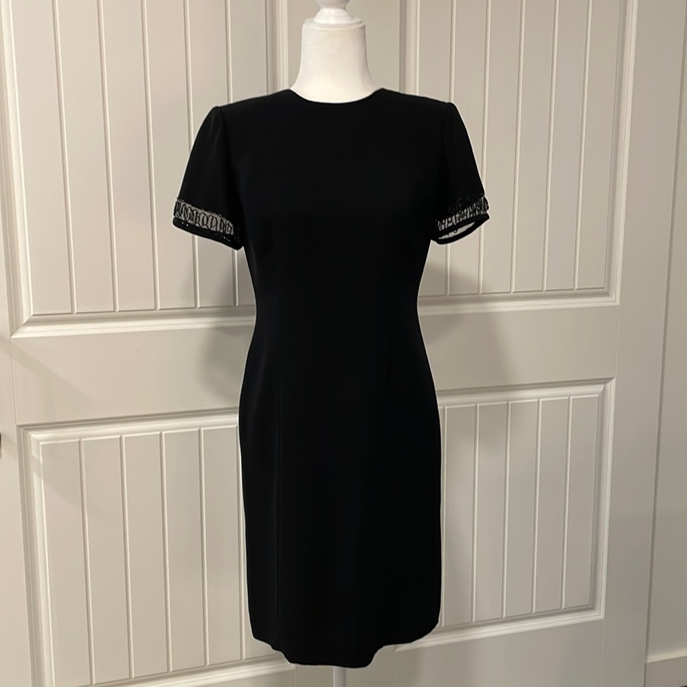 Donna Morgan Short Beaded Sleeve Crepe Dress NWT